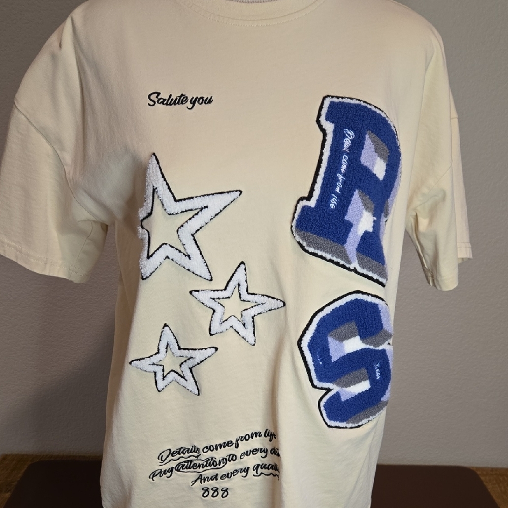 Aelfric‎ Eden Cream Tee with Blue Graphics